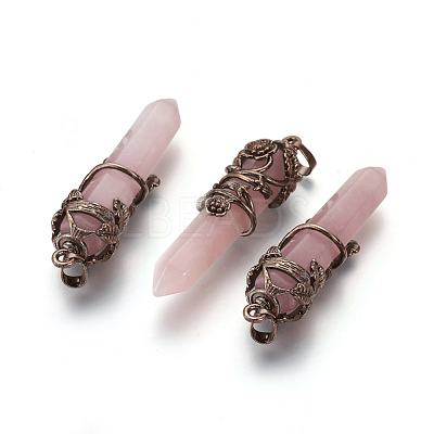 Natural Rose Quartz Pointed Pendants G-O164-02C-1