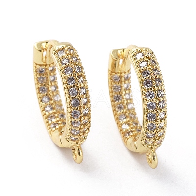 Brass Micro Pave Cubic Zirconia Huggie Hoop Earring Findings ZIRC-G158-17G-1
