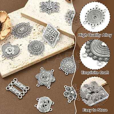 60Pcs 30 Styles Tibetan Style Zinc Alloy Multi-Strand Links FIND-CJ0003-63-1