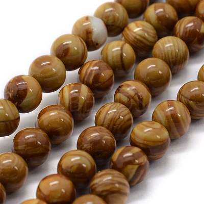 Natural Wood Lace Stone Wooden Jasper Beads Strands G-G763-05-6mm-1