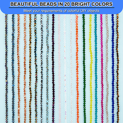 AHADERMAKER® 20 Strands 20 Colors Glass Beads Strands EGLA-GA0001-05-1