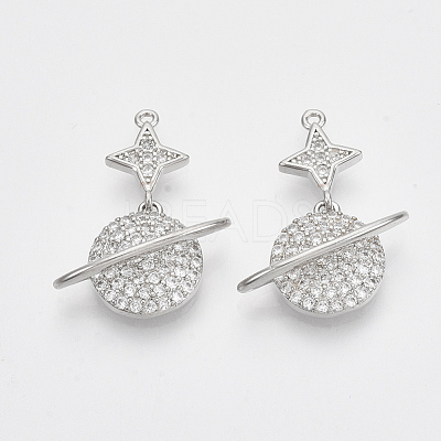 Brass Micro Pave Cubic Zirconia Pendants KK-T050-42P-NF-1