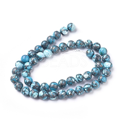 Assembled Synthetic Silver Line Turquoise Beads Strands G-D0006-C13-8mm-1