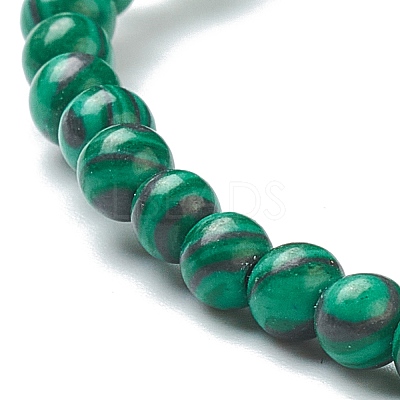 Synthetic Malachite Beaded Stretch Bracelets BJEW-A117-A-16-1