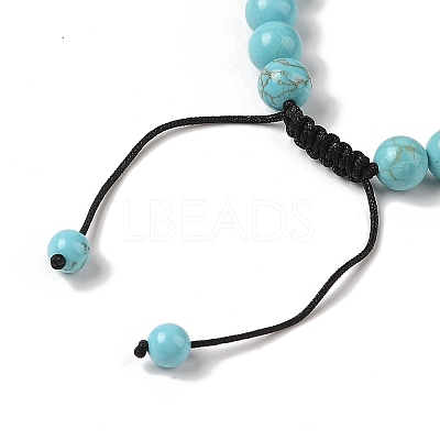 8mm Round Natural Crackle Turquoise  Braided Bead Bracelets BJEW-C067-01B-10-1
