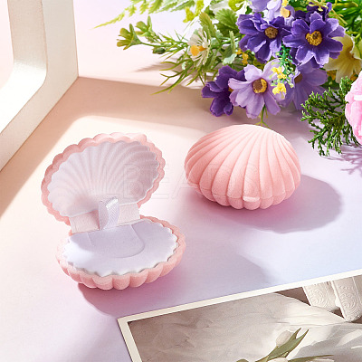 Shell Shaped Velvet Jewelry Storage Boxes VBOX-TADJ0001-02A-1
