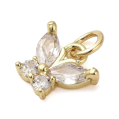 Brass Micro Pave Clear Cubic Zirconia Pendants KK-U005-01D-G-1