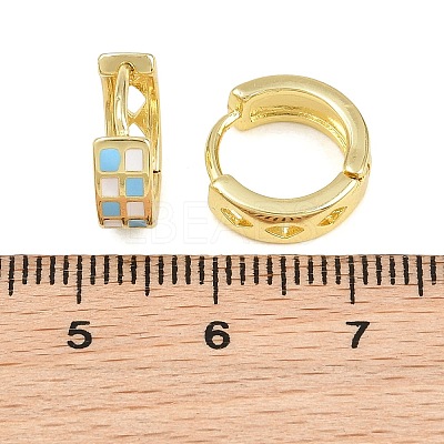 Tartan Pattern Enamel Chunky Hinged Huggie Hoop Earrings for Women LS-EJEW-P196-22G-03-1