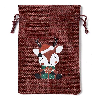 Christmas Theme Jute Cloth Storage Bags ABAG-F010-01A-06-1