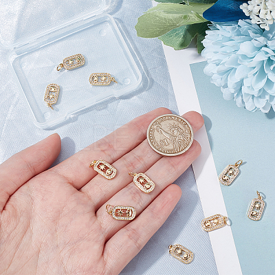 10Pcs Brass Micro Pave Clear Cubic Zirconia Charms ZIRC-BBC0001-25-1