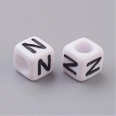 Acrylic Horizontal Hole Letter Beads PL37C9308-N-1