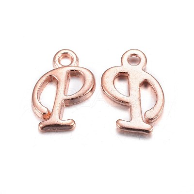 Rose Gold Plated Alloy Letter Pendants X-PALLOY-J718-01RG-P-1