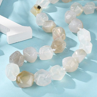 Natural White Agate Nuggets Beaded Necklaces for Women Men NJEW-K388-01S-1