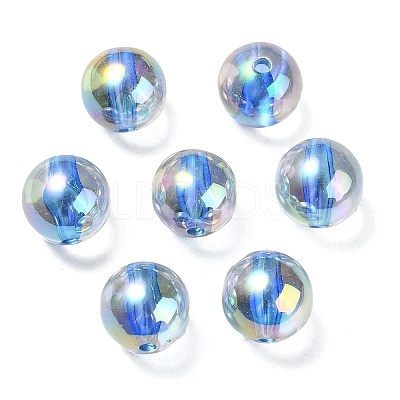 UV Plating Transparent Rainbow Iridescent Acrylic Beads OACR-F004-01C-1