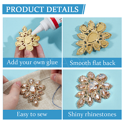 2Pcs Alloy Glass Rhinestone Cabochons FIND-CY0001-75-1