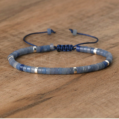 Dyed & Heated Natural Blue Aventurine Beaded Braided Bracelets QH4784-17-1