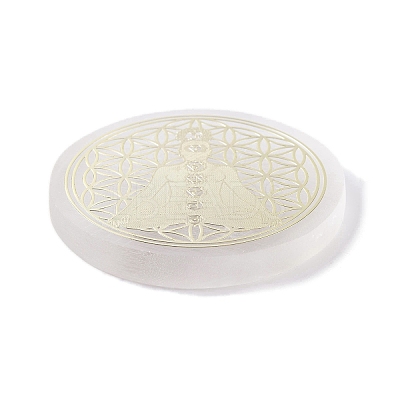 Flat Round Natural Selenite Slice Coasters DJEW-C015-02K-1