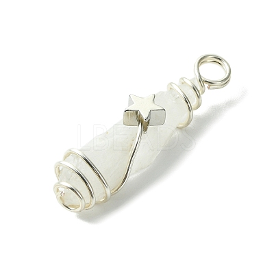 2Pcs Electroplated Natural Quartz Crystal Dyed Copper Wire Wrapped Pendants PALLOY-JF03163-02-1