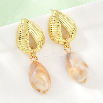Brass Stud Dangle Earrings KK-CBA8324-08G-1