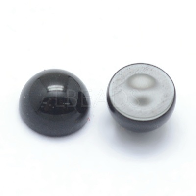 Natural Dyed & Heated Black Agate Cabochons X-G-P393-R02-4mm-1