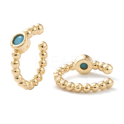Brass Micro Pave Cubic Zirconia Cuff Earrings EJEW-H109-01A-G-1