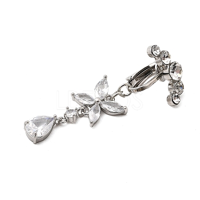 Brass Pave Clear Cubic Zirconia Clip on Belly Rings FS-WG683DA-02-1
