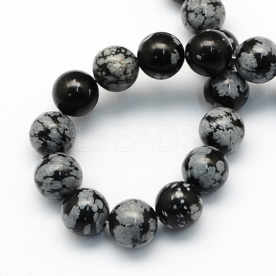 Natural Snowflake Obsidian Round Beads Strands G-S172-4mm-1