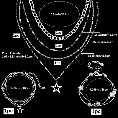 Alloy Pendant and Brass Chains Necklaces & Multi-strand Bracelets for Women SJEW-SC0001-06-1