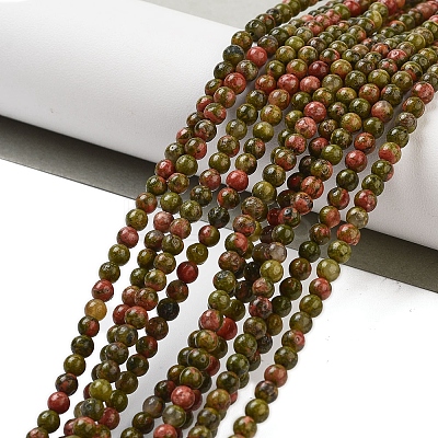 Natural Unakite Beads Strands G-G143-A04-01-1