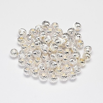 Rack Plating Brass Corrugated Round Spacer Beads X-KK-I600-5mm-S-RS-1