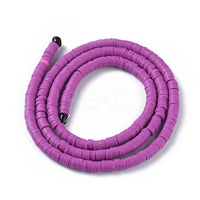 Flat Round Handmade Polymer Clay Bead Spacers CLAY-R067-4.0mm-05-1
