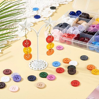 320Pcs 20 Colors 4-Hole Resin Buttons BUTT-TA0001-29D-1