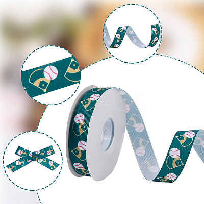 25 Yards Sport Ball Theme Printed Polyester Grosgrain Ribbon OCOR-WH20002-03A-05-1