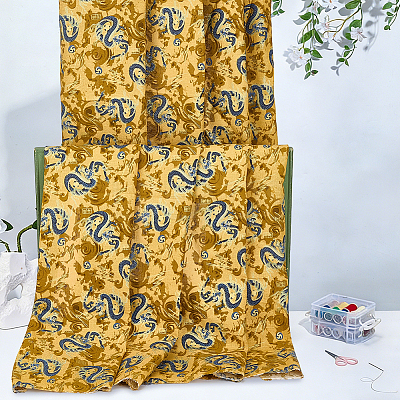 Dragon Pattern Cotton Fabric DIY-WH0579-96C-1