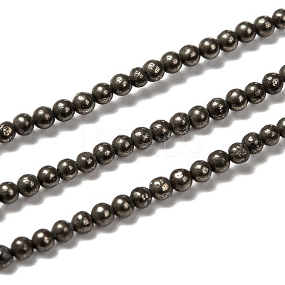 Natural Pyrite Beads Strands G-L031-2mm-01-1