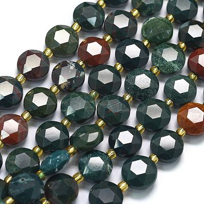 Natural Bloodstone/Heliotrope Stone Beads Strands G-C116-A143-01-1