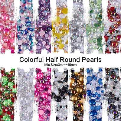 60g Resin patch multi size mixed pearl patch DIY jewelry accessories(2 bags) JX586E-1