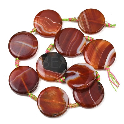 Natural Banded Agate Coin Beads Strands GG-CBAE0EB-06F-1