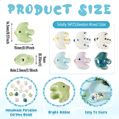 14Pcs Handmade Porcelain Ceramic Beads PORC-TA0001-76-1