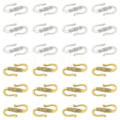 30Pcs 2 Colors Tibetan Style Alloy S-Hook Clasps TIBE-YW0001-96-1
