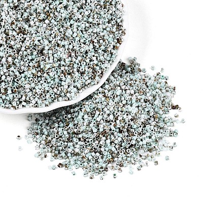 Spray Painted Picasso Cylinder Glass Seed Beads GLAA-T028-12A-08-1