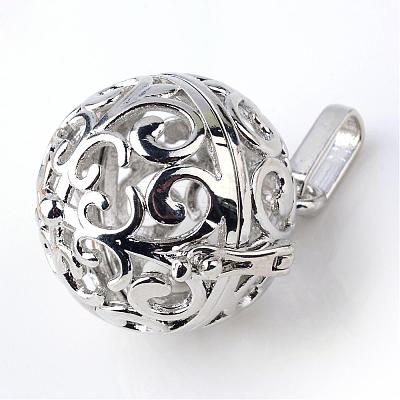Rack Plating Brass Cage Pendants KK-S751-021P-1