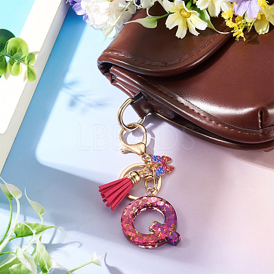 Alloy Resin Butterfly Keychains KEYC-TADJ0002-02G-Q-1