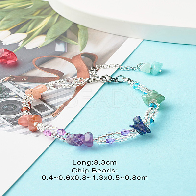Glass Round Seed Beads Multi-strand Bracelet for Teen Girl Women X1-BJEW-TA00018-1