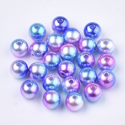 Rainbow ABS Plastic Imitation Pearl Beads OACR-Q174-8mm-06-1