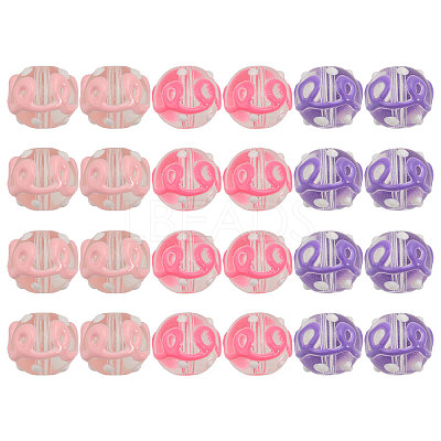 24Pcs 3 Colors Transparent Glass Round Beads GLAA-CA0001-55-1