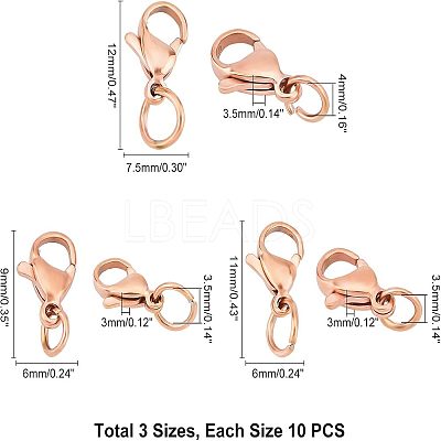 304 Stainless Steel Lobster Claw Clasps STAS-UN0019-73RG-1