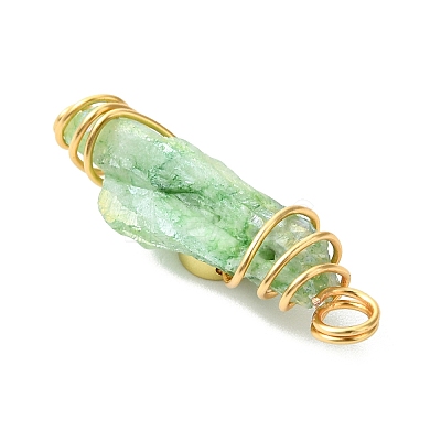 2Pcs Electroplated Natural Quartz Crystal Dyed Copper Wire Wrapped Pendants PALLOY-JF03172-01-1