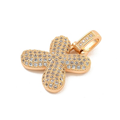 Brass Micro Pave Clear Cubic Zirconia Pendants KK-B099-01G-X-1