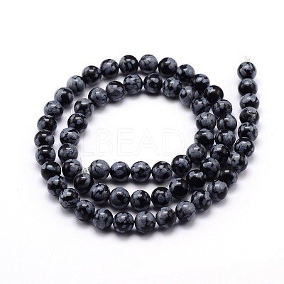 Natural Snowflake Obsidian Round Bead Strands X-G-J303-09-8mm-1